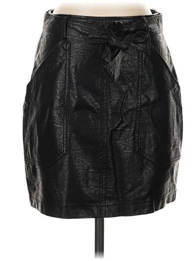 Pre-owned Shinestar Faux Leather Skirt In Black