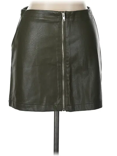 Pre-owned Shinestar Faux Leather Skirt In Green