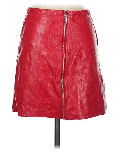 Pre-owned Shinestar Faux Leather Skirt In Red