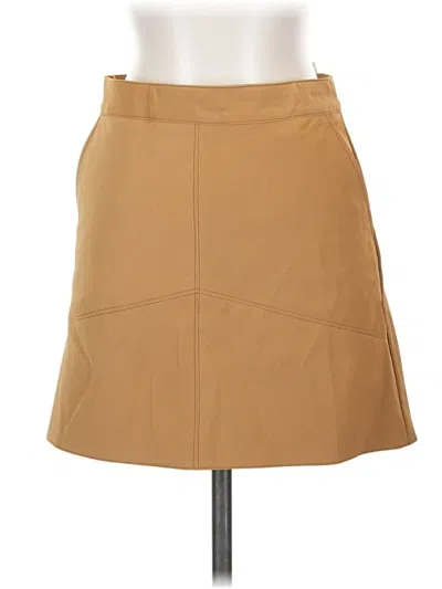 Pre-owned Shinestar Faux Leather Skirt In Tan
