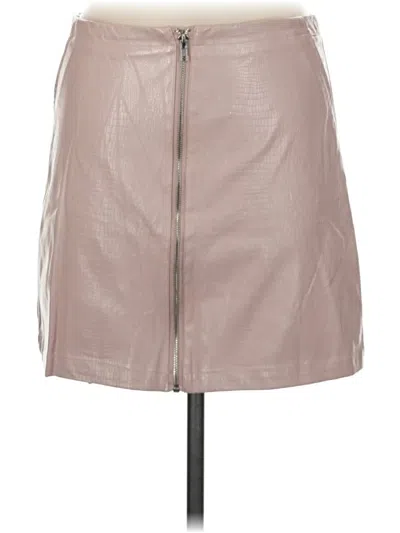 Pre-owned Shinestar Faux Leather Skirt In Tan