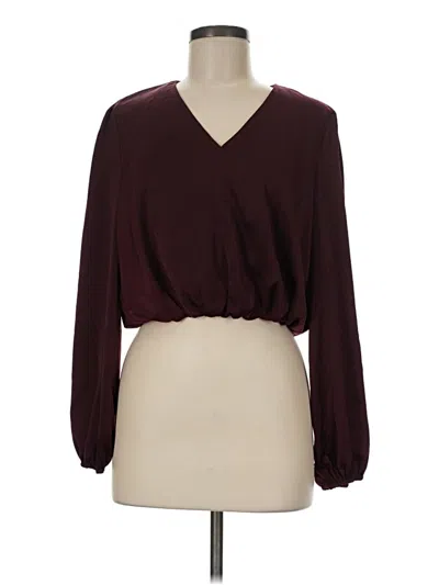 Pre-owned Shinestar Long Sleeve Blouse In Burgundy