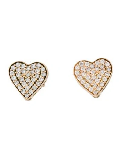 Pre-owned Shinola 14k Diamond Pave Stud Earrings In Multi