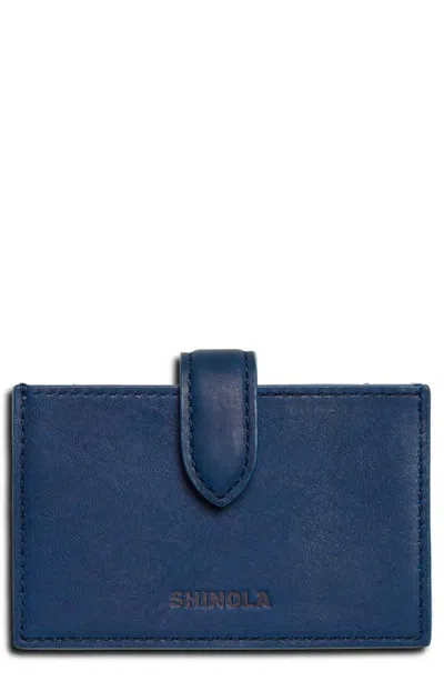 Shinola Accordion Leather Card Case In Blue