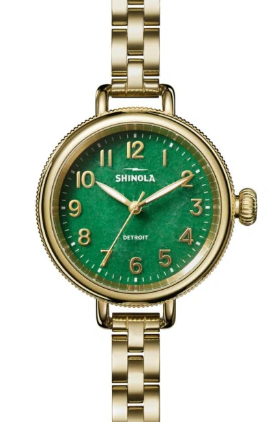 Shinola Men's Birdy Gold Bracelet Watch/34mm In Aventurine