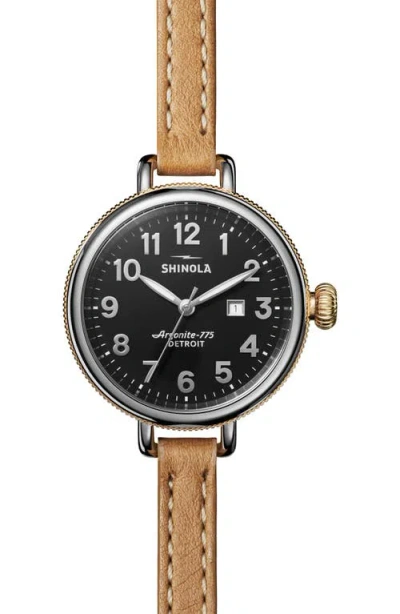 Shinola Birdy Leather Strap Watch, 38mm In Brown/black