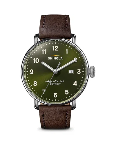 Shinola Canfield 3hd Leather Strap Watch, 43mm In Black