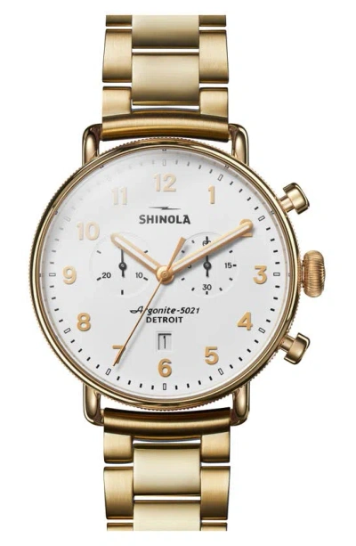 Shinola Canfield Bracelet Chronograph Watch, 43mm In White