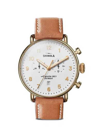Shinola Canfield Chronograph 43mm Watch In Brown