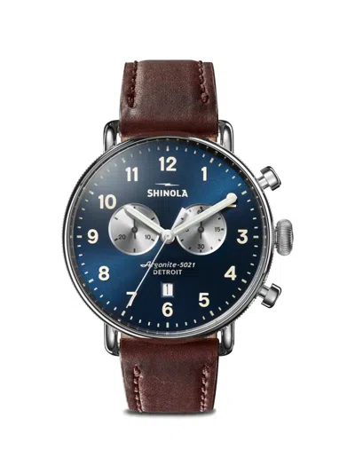 Shinola Canfield Chronograph 43mm Watch In Brown