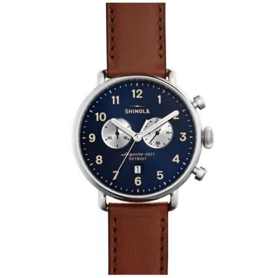 Pre-owned Shinola Canfield Chronograph Blue Dial Men's Watch S0120001940