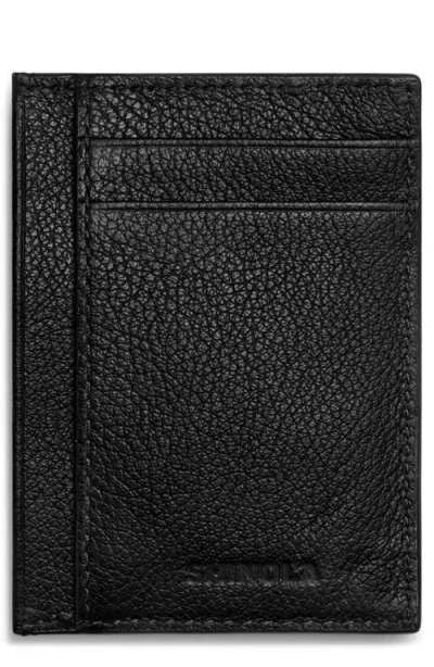 Shinola Canfield Essential Id Pebble Leather Card Holder In Black