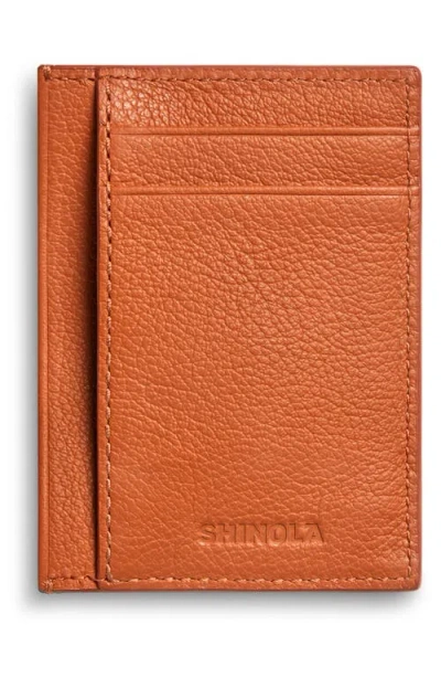 Shinola Canfield Essential Id Pebble Leather Card Holder In Brown