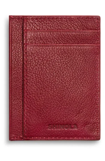 Shinola Canfield Essential Id Pebble Leather Card Holder In Red