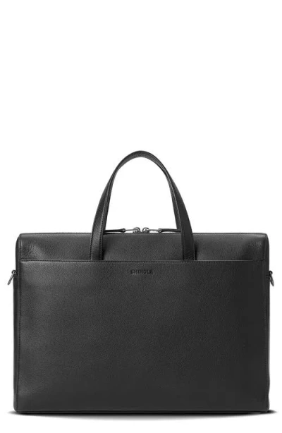 Shinola Canfield Essential Pebbled Leather Briefcase In Black