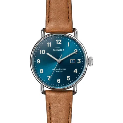 Shinola Canfield Leather Strap Watch, 38mm In Burgundy