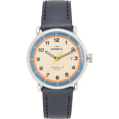 SHINOLA SHINOLA CANFIELD LEATHER STRAP WATCH, 43MM