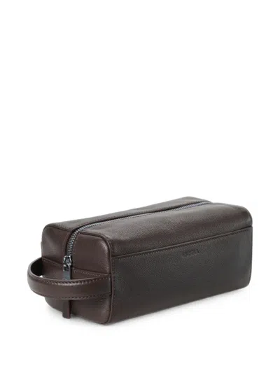 Shinola Canfield Pebbled Leather Wash Bag In Brown
