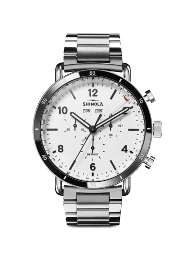 Shinola Canfield Sport 45mm Watch In Silver