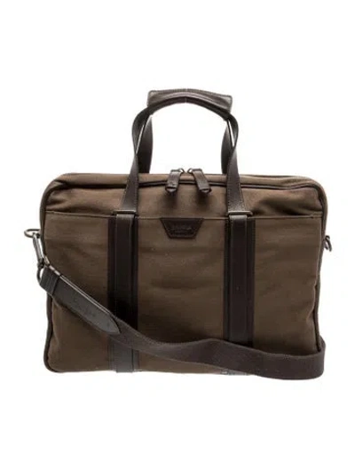 Pre-owned Shinola Canvas Briefcase In Brown