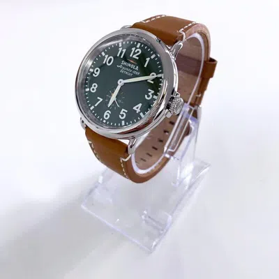 Pre-owned Shinola Classic  Runwell Green Dial With Tan Leather Strap Men Women Watch 41