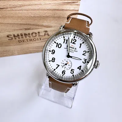 Pre-owned Shinola Classic  Runwell White Dial With Brown Leather Men Women Watch 41mm