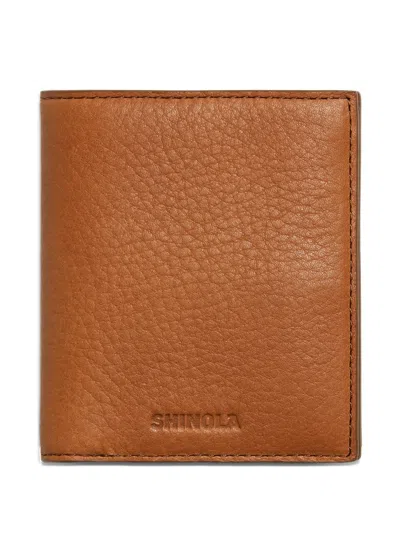 Shinola Coin Bifold Leather Wallet In Brown