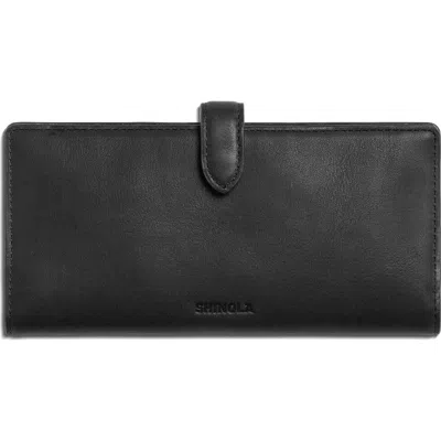 Shinola Continental Leather Snap Wallet In Black