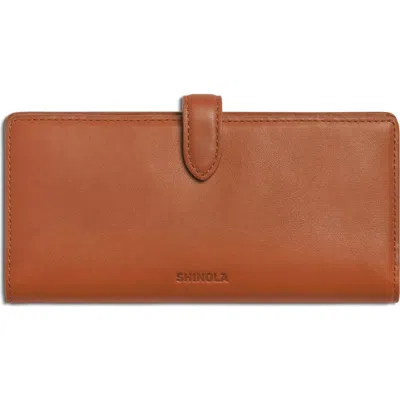 Shinola Continental Leather Snap Wallet In Brown
