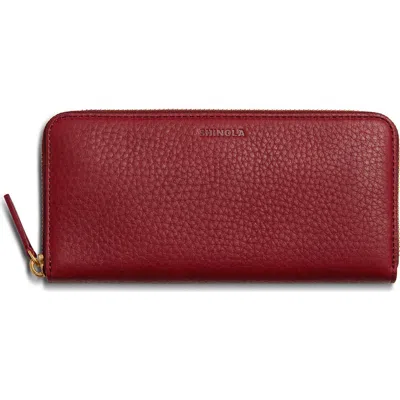 Shinola Continental Pebble Leather Zip Wallet In Red