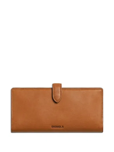 Shinola Continental Snap Leather Wallet In Brown