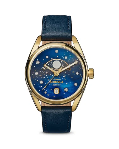 Shinola Women's Derby Celestial 38mm Leather-strap Watch In Blue