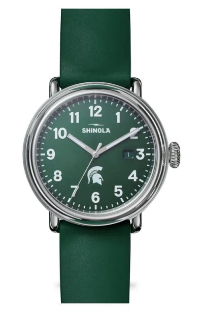 Shinola Detrola Spartan Rubber Strap Watch, 41mm In Green