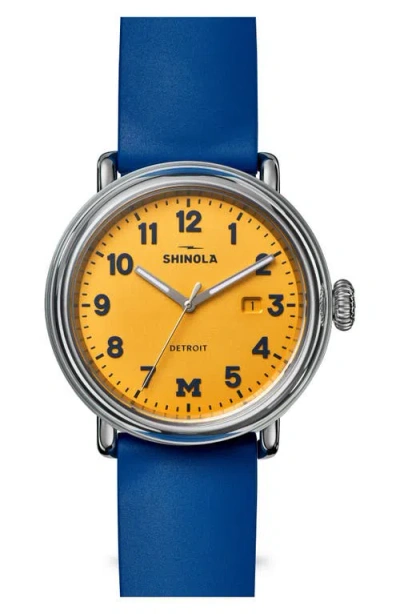 Shinola Detrola Wolverine Rubber Strap Watch, 41mm In Yellow
