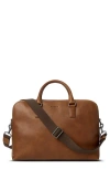 Shinola Double Zip Navigator Leather Briefcase In Medbrown