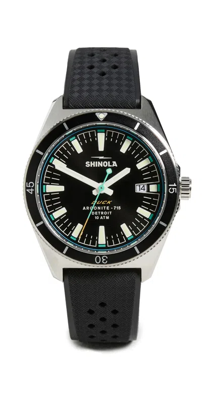 Shinola Duck 3hd 40mm, Black Rubber Strap Watch Black