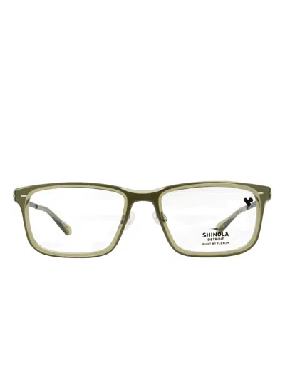 Shinola Flexon Rectangular-frame Glasses In Green