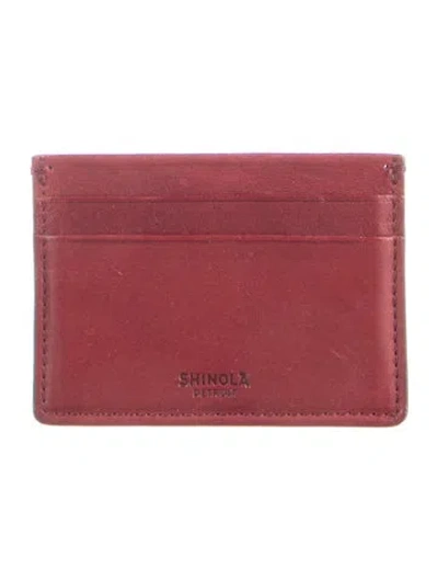Pre-owned Shinola Leather Card Holder In Burgundy