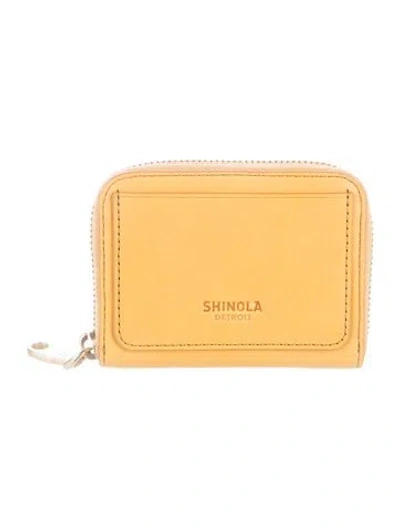 Pre-owned Shinola Leather Coin Pouch In Yellow
