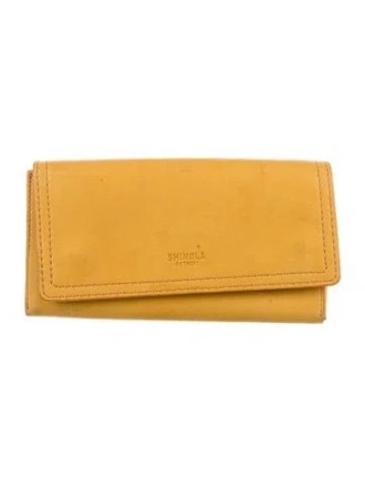 Pre-owned Shinola Leather Continental Wallet In Yellow