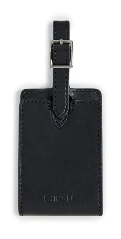 Shinola Leather Luggage Id Tag Black