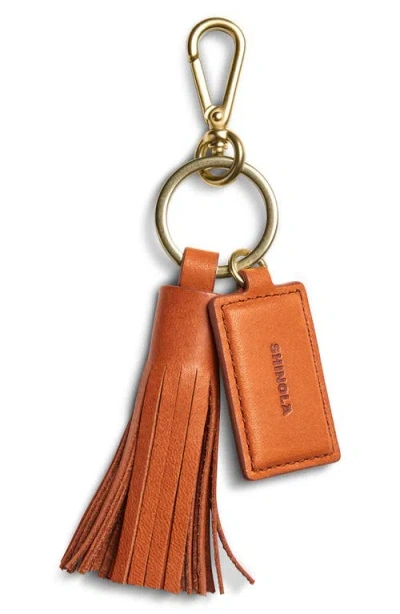 Shinola Leather Tassel Keychain In Brown