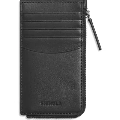 Shinola Leather Zip Around Card Case In Black