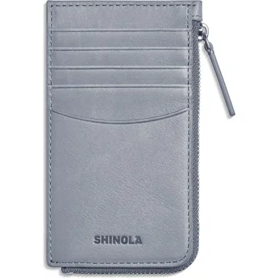 Shinola Leather Zip Around Card Case In Gray