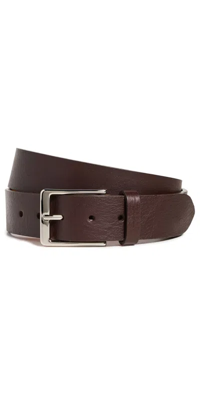 Shinola Lightning Bolt Keeper Leather Belt Deep Brown