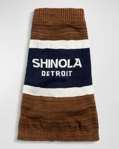 Shinola Logo Striped Pet Sweater In Brown