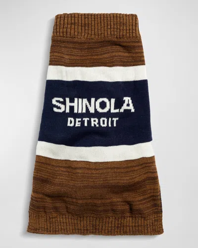 Shinola Logo Striped Pet Sweater In Brown