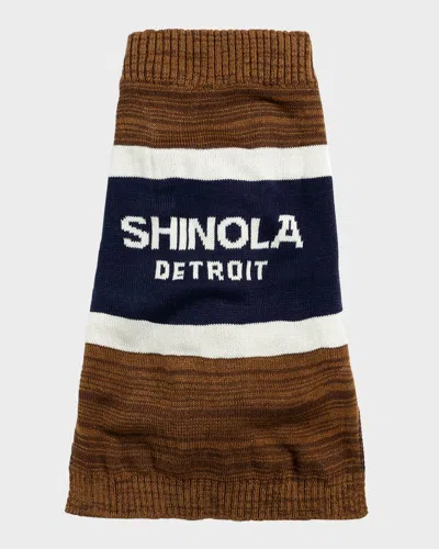 Shinola Logo Striped Pet Jumper In Brown