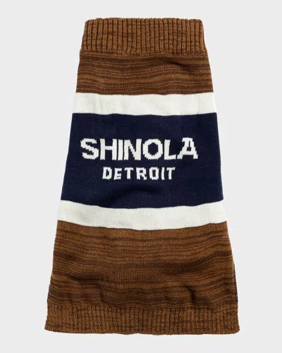 Shinola Logo Striped Pet Sweater In Brown