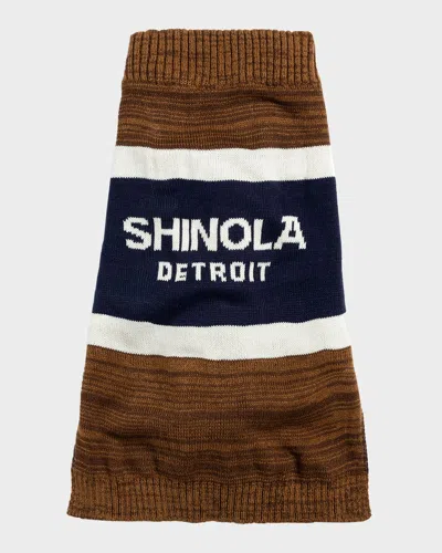 Shinola Logo Striped Pet Sweater In Brown